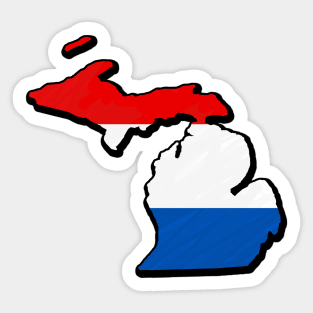 Red, White, and Blue Michigan Outline Sticker